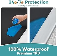 Vista 28 de OhGeni Protector de colchón 100% impermeable, sábana bajera con bolsillos profundos, material suave transpirable sin ruido de alta calidad, funda