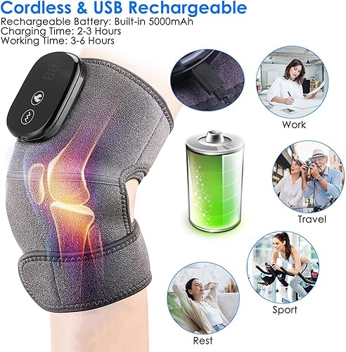Miniatura 5 de iMounTEK Masajeador de rodilla 3 en 1, almohadillas térmicas de hombro, coderas con 3 niveles de vibración y modos de calefacción para aliviar el