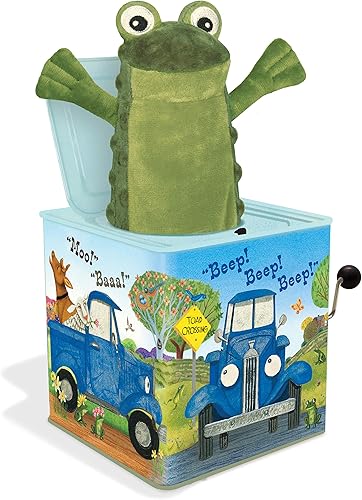 YOTTOY Little Blue Truck Collection | Little Blue Truck Jack-in-The-Box - Juguete de peluche infantil con música, 5.5 x 5.5 x 5.5 pulgadas
