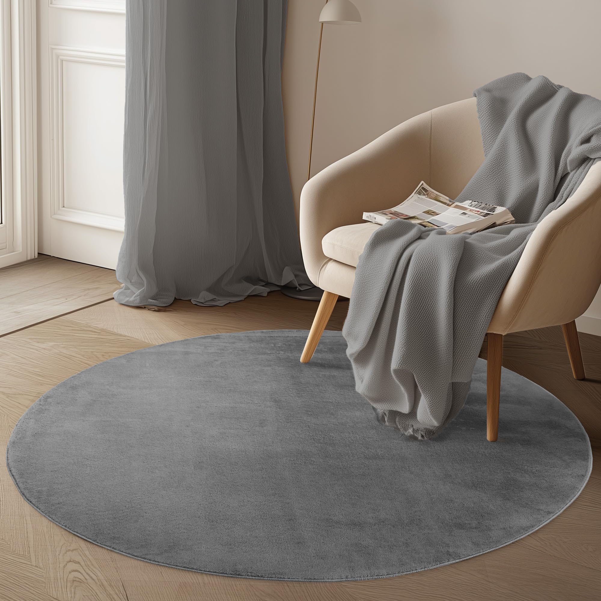 Carpetsale24 Teppich Kurzflor - Rechteckig, Rund & Läufer, waschbarer Rutschfester Teppich, weich, modernes einfarbiges Design für Wohnzimmer, Schlafzimmer, Küche & Kinderzimmer.