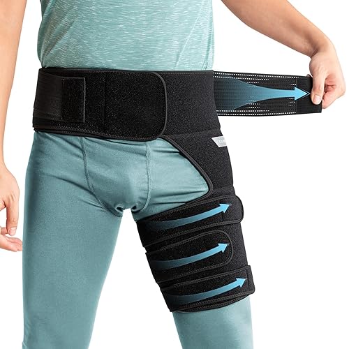 Soporte de cadera para mujeres y hombres, dispositivos de alivio del dolor de ciática, isquiotibiales ajustables, muslo, manga de compresión de
