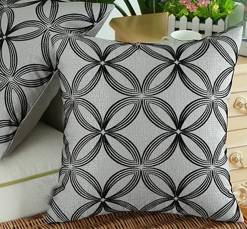 Miniatura 3 de Aitliving - Funda de almohada de algodón, diseño de bolero. Funda decorativa con diseño geométrico. En lona de algodón. Bordado, con costuras en