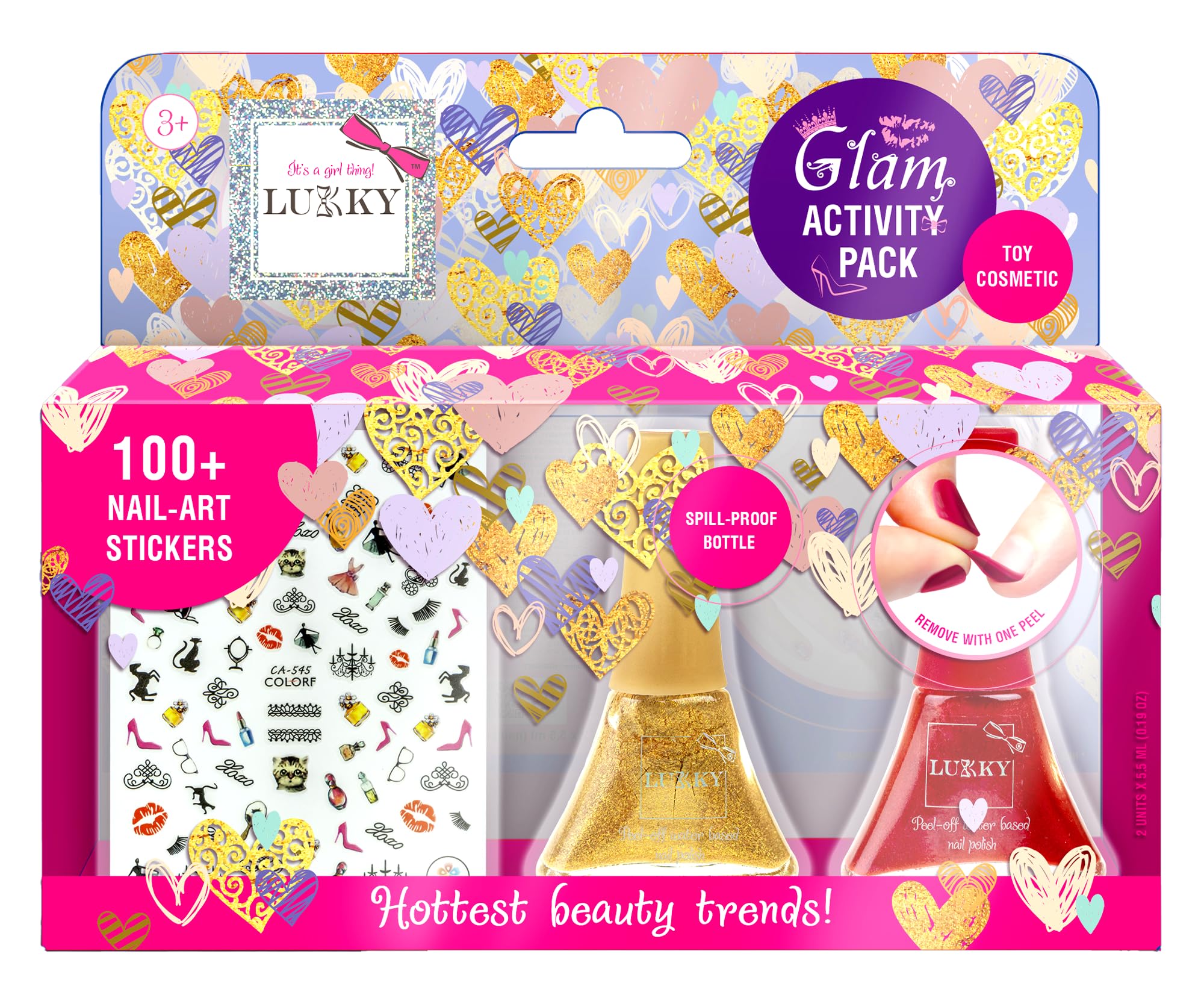 Lukky So Yummy Nail Art Stickers for Girls, 100+ Self-Adhesive Decals fashion Glam Themed Designs for Kids’ Manicures, Easy to Apply, Perfect for Home or Nail Salons