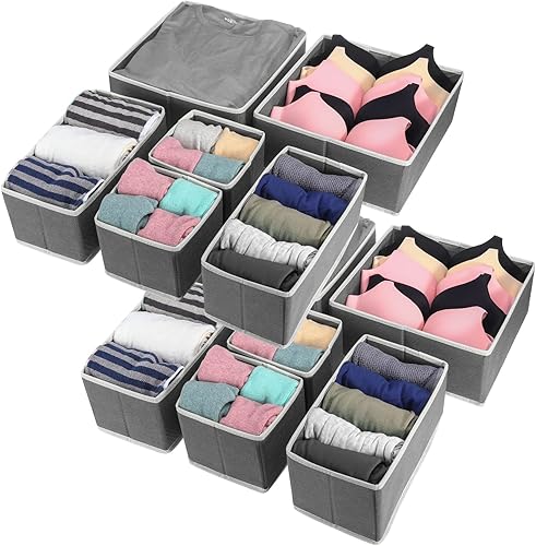 Miniatura 8 de Hinotori Organizador de cajones de tela plegable, caja de almacenamiento para armario, aparador, cajón divisor, cesta de cuarto de bebé,