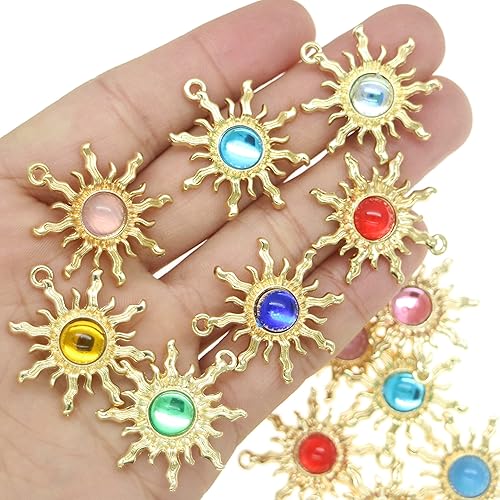 Miniatura 8 de 20 piezas de piedras acrílicas coloridas suministros para manualidades, dijes de sol, colgantes para bricolaje, collares, pulseras, decoración de