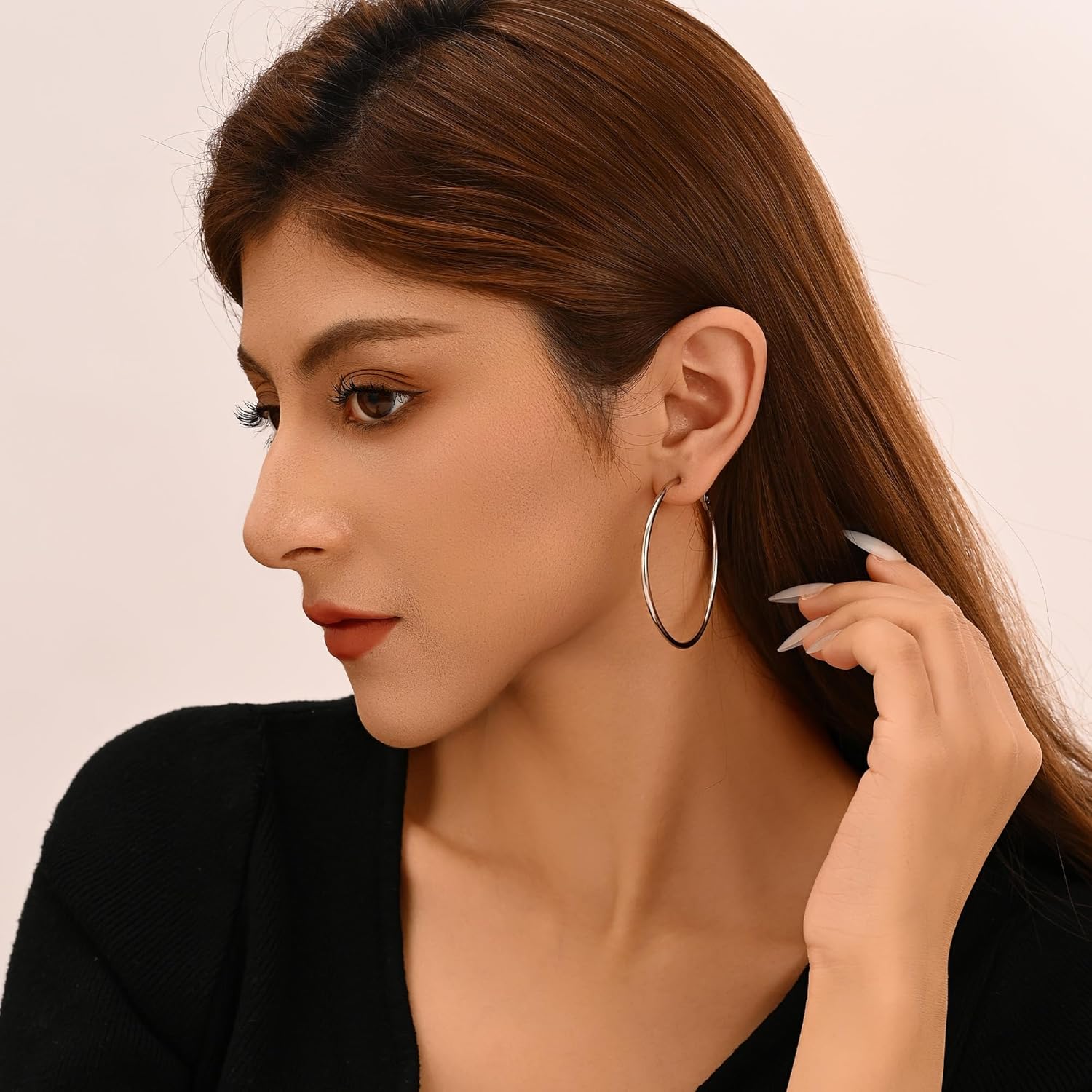 Big Gold Hoop Earrings for Women, Hypoallergenic 925 Sterling Silver Post, 14K Gold Hoops Earrings for Women, Plated Hoop Earrings Lightweight Large Silver Hoop Earrings, 30/40/50/60mm - Image 2