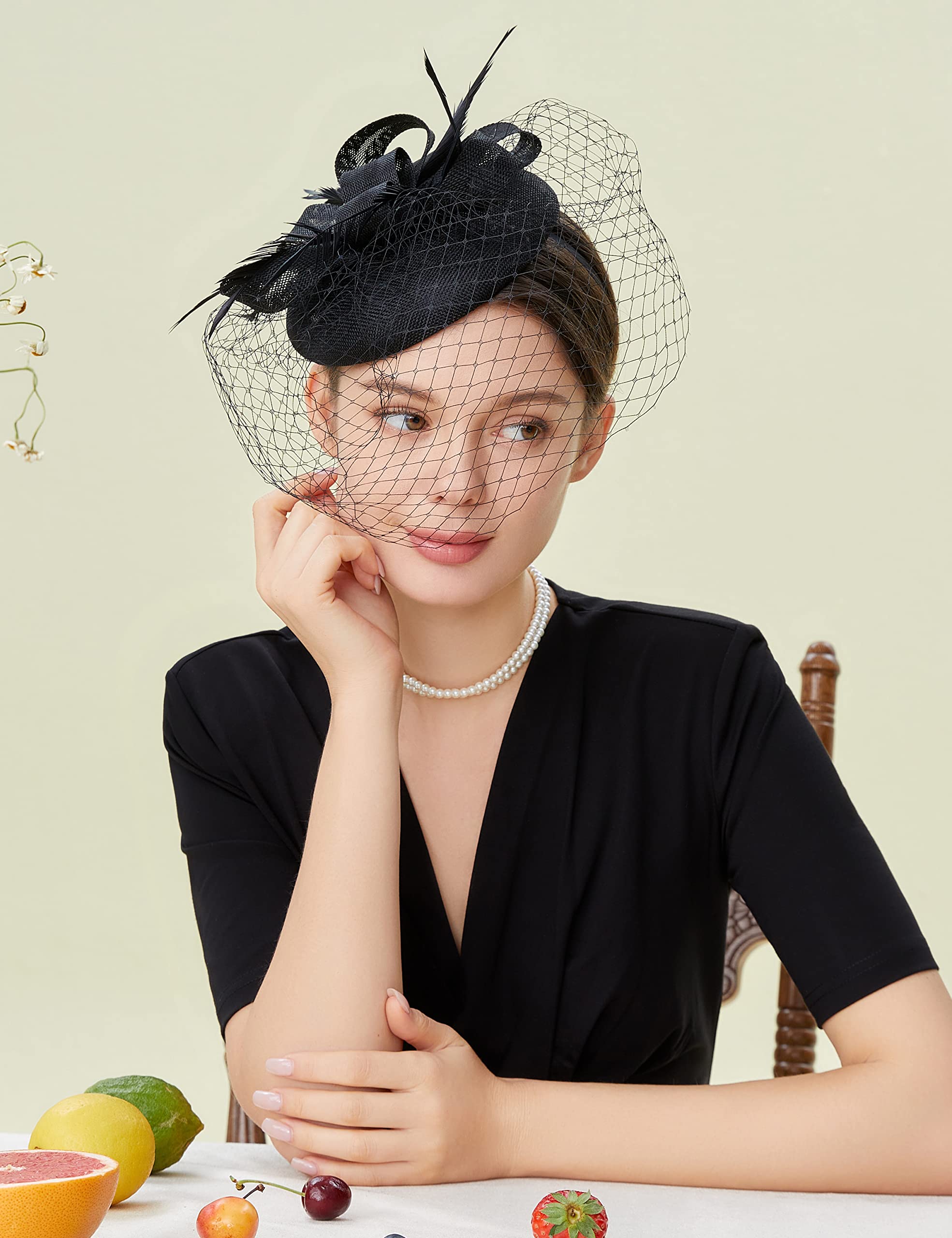 BABEYOND Women's Pillbox Fascinators Hat Headband Tea Party Fascinator