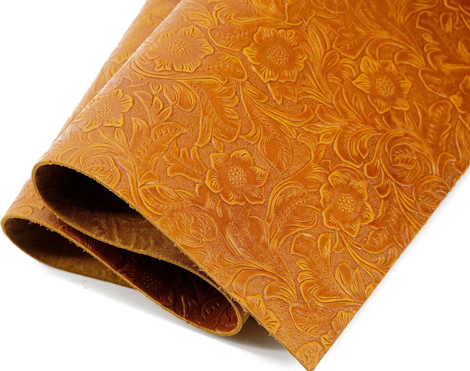 Bump Texture Tooling Leather Sheets Plain Geometric Pattern Printed Leather Shapes for Crafts (Pattern | Yellow Brown, 12"X24")