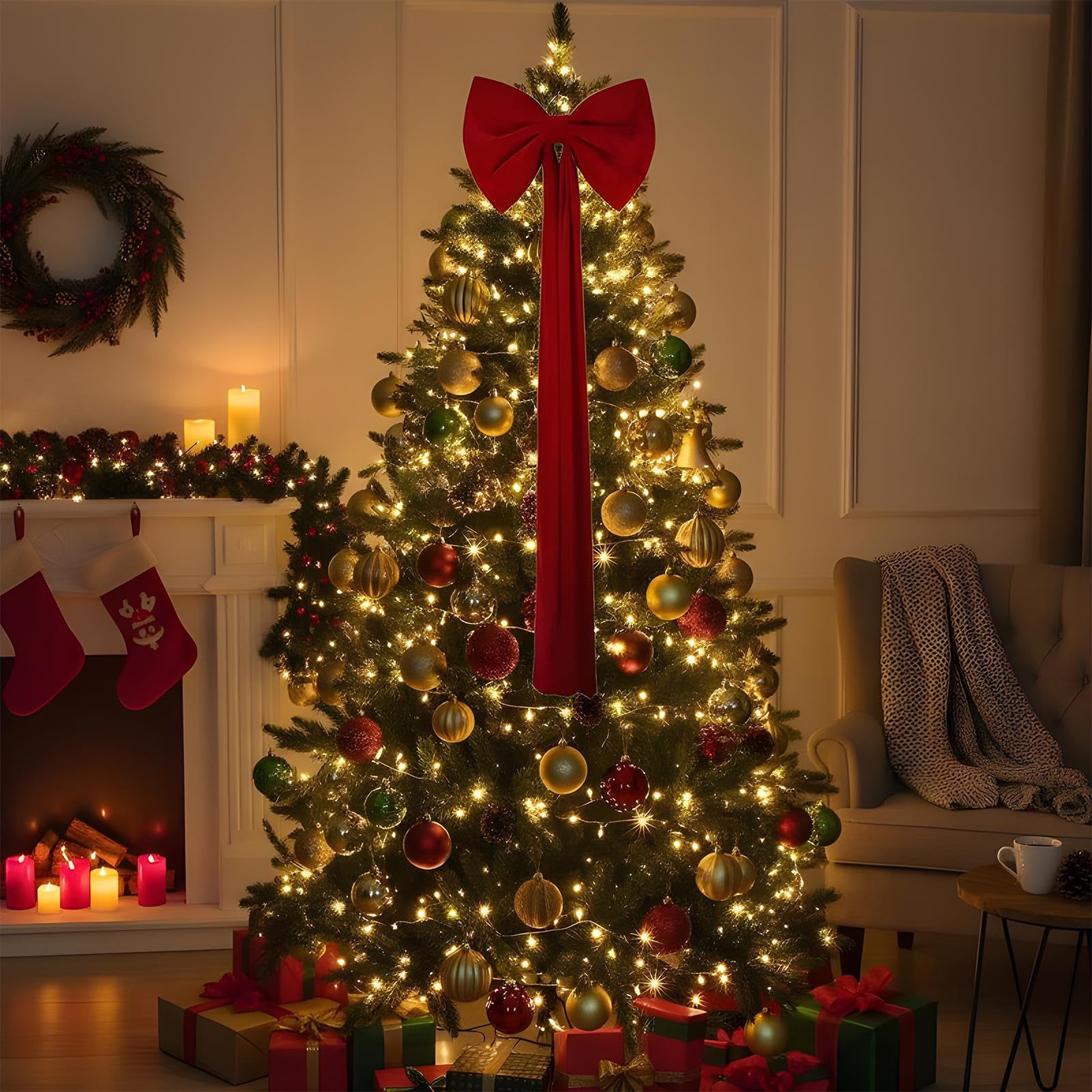 Decorativo para La Cima del Árbol De Navidad Estacional De Color Rojo