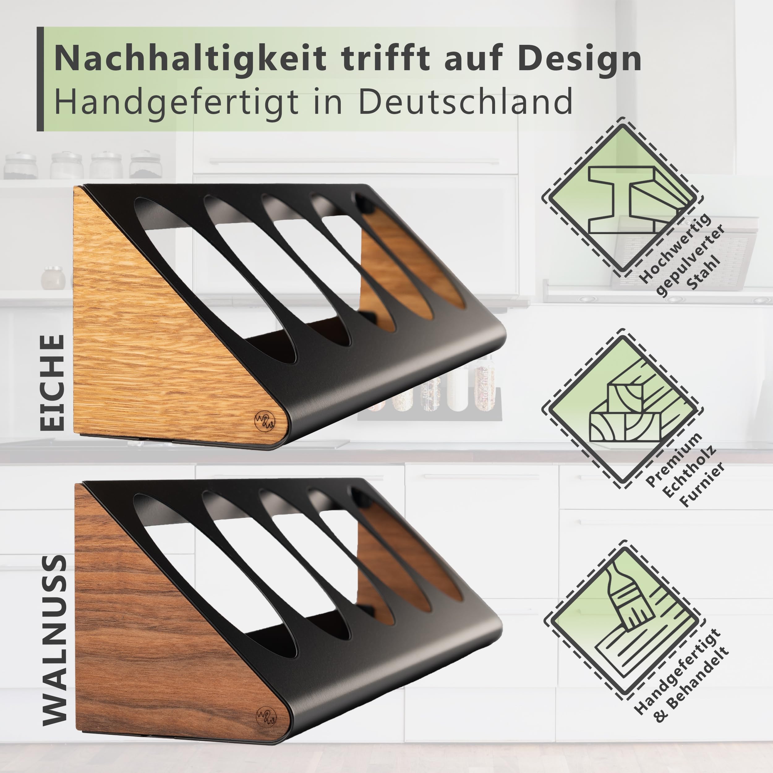 Flaschenregal und Küchenorganizer - Echtholz Eiche/Walnuss, für 3 oder 5 true fruits Flaschen, Wandmontage Gewürzregal, Küchenaufbewahrung, Küchenregal, Made in Germany (Eiche, für 5 Flaschen)