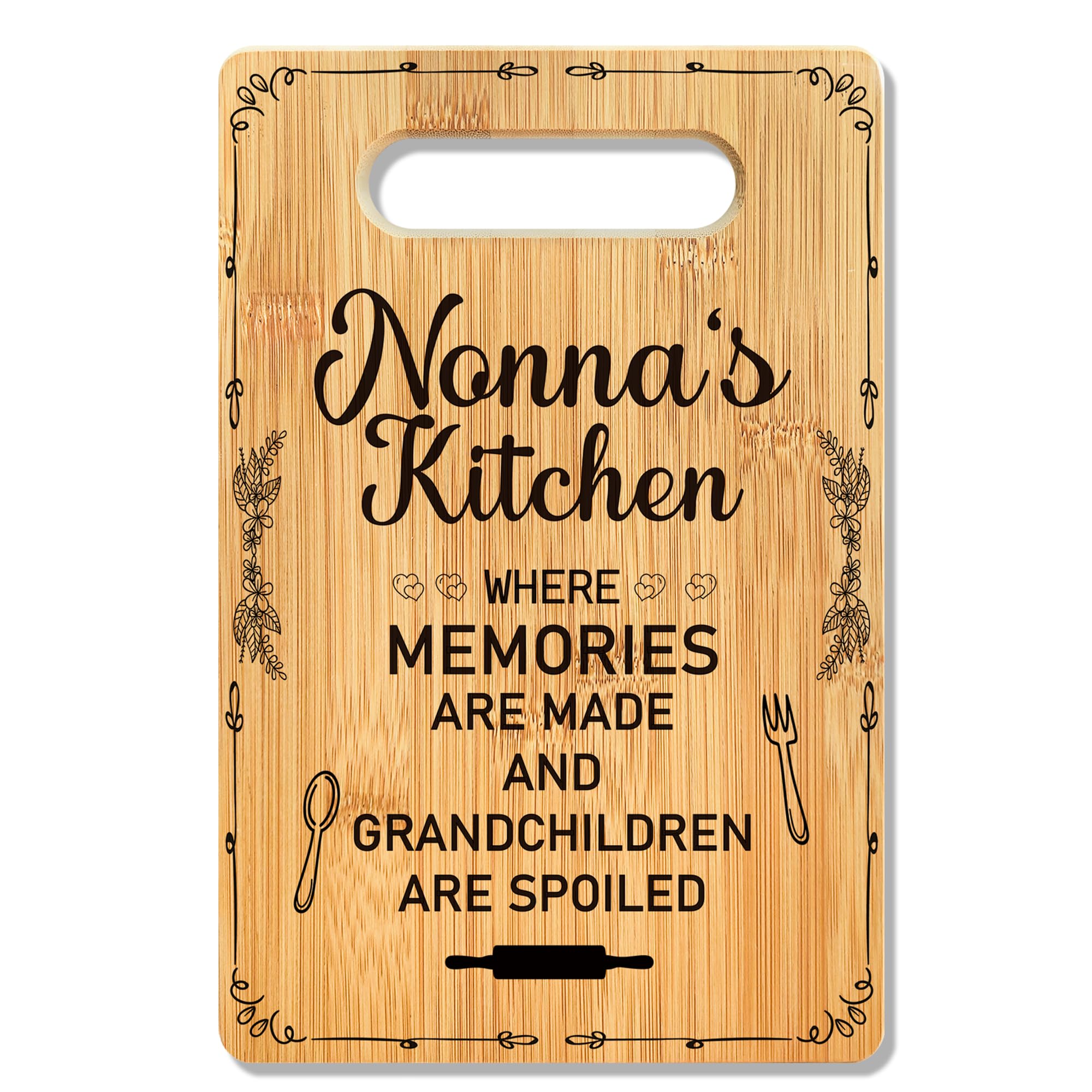 ANIANG Nonna Gifts Cutting Board, Gifts for Nonna Grandma Bamboo Cutting Board, Mothers Day Birthday Gift for NonnaChristmas Decorative CuttingBoard Kitchen Decor, NonnaGifts from Grandkids