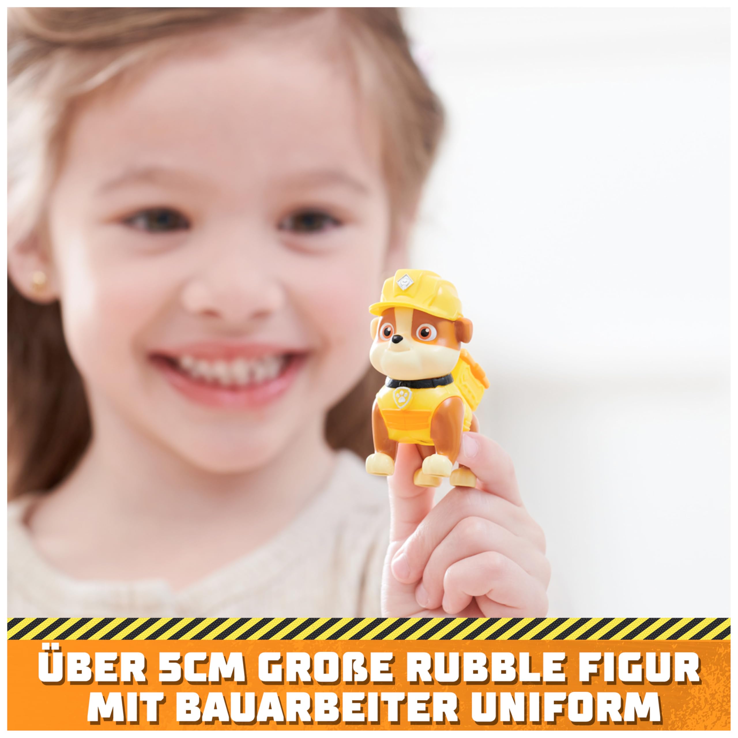 Rubble & Crew - Großes Planierraupen-Baufahrzeug mit Licht- und Geräuscheffekten (Deluxe Fahrzeug) und Rubble-Figur, Spielzeug für Kinder ab 3 Jahren