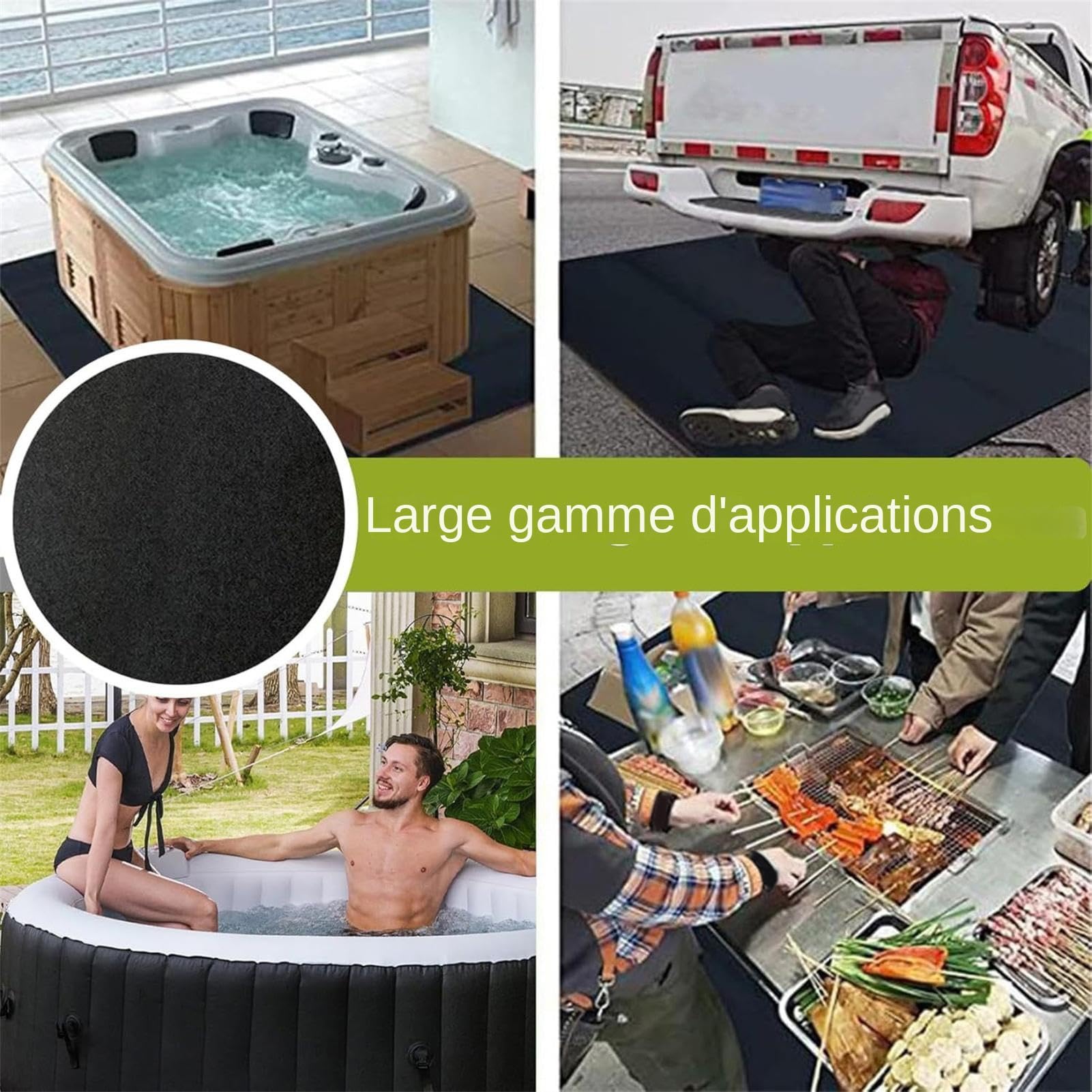 Base Au Sol pour Spa, Tapis de Spa pour Baignoire Gonflable, Coussin de Protection de Sol Antidérapant, Protection du Sols de Piscine, Tapis de Sols pour Protéger Les Spas de l'usure
