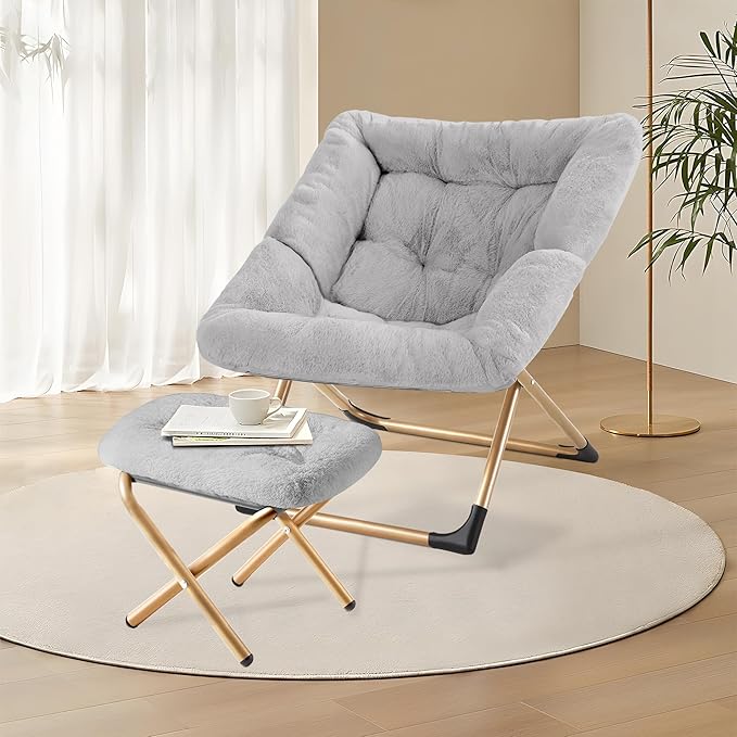 Sillón Plegable Lounge Peluche Gris miniatura 8