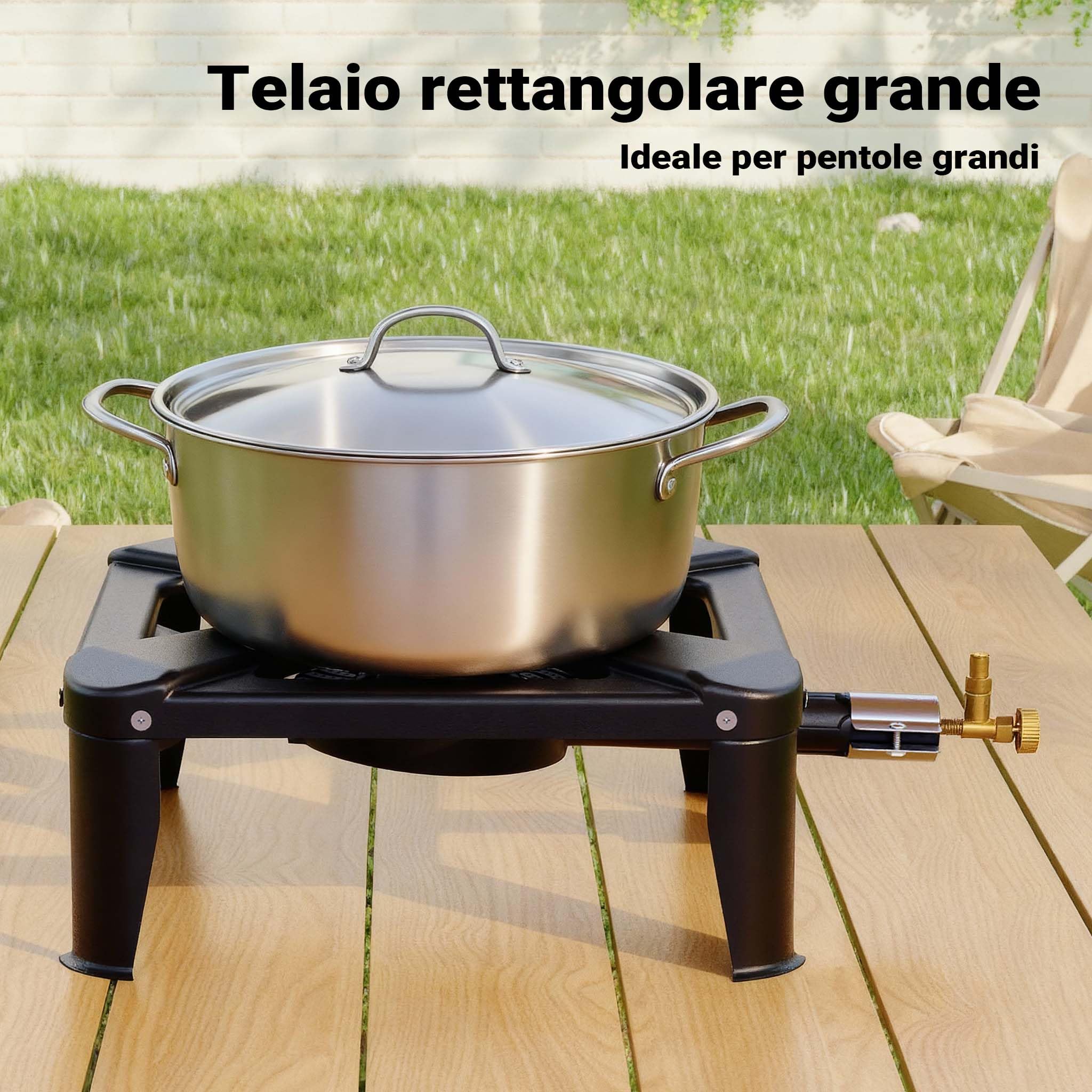 Wiltec Fornello a gas da esterno 450 g/h 7 kw Per campeggio e outdoor Alimentato a gas propano/butano