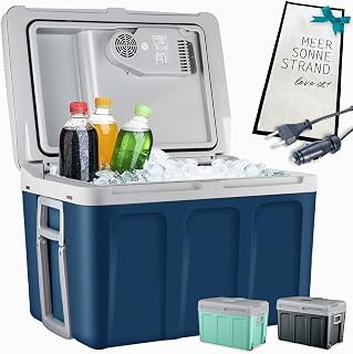 TOM 2in1 XXL Kühlbox 40l mit Kühl- und Heizfunktion – elektrische Coolbox mit Rollen – 230V & 12V Strom Anschluss – Elektrisch – für Auto, Camping, Wohnwagen & Co – Plus Geschenk