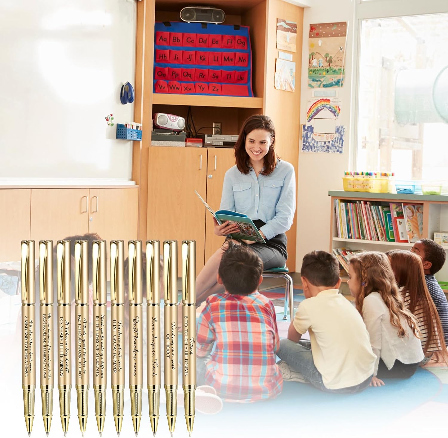 Seajan 20 Set Teacher Appreciation Gifts Pens with Thank You Boxes Inspirational Teacher Thank You Gifts Black Ink Ballpoint Pens Motivational Quote Valentine Appreciation Office Supplies(Gold) - Image 5