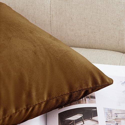 Miniatura 7 de StangH Juego de 2 fundas de almohada cuadradas de terciopelo para decoración de casa de campo para sofá sala de estar, fundas de almohada de 18 x 18