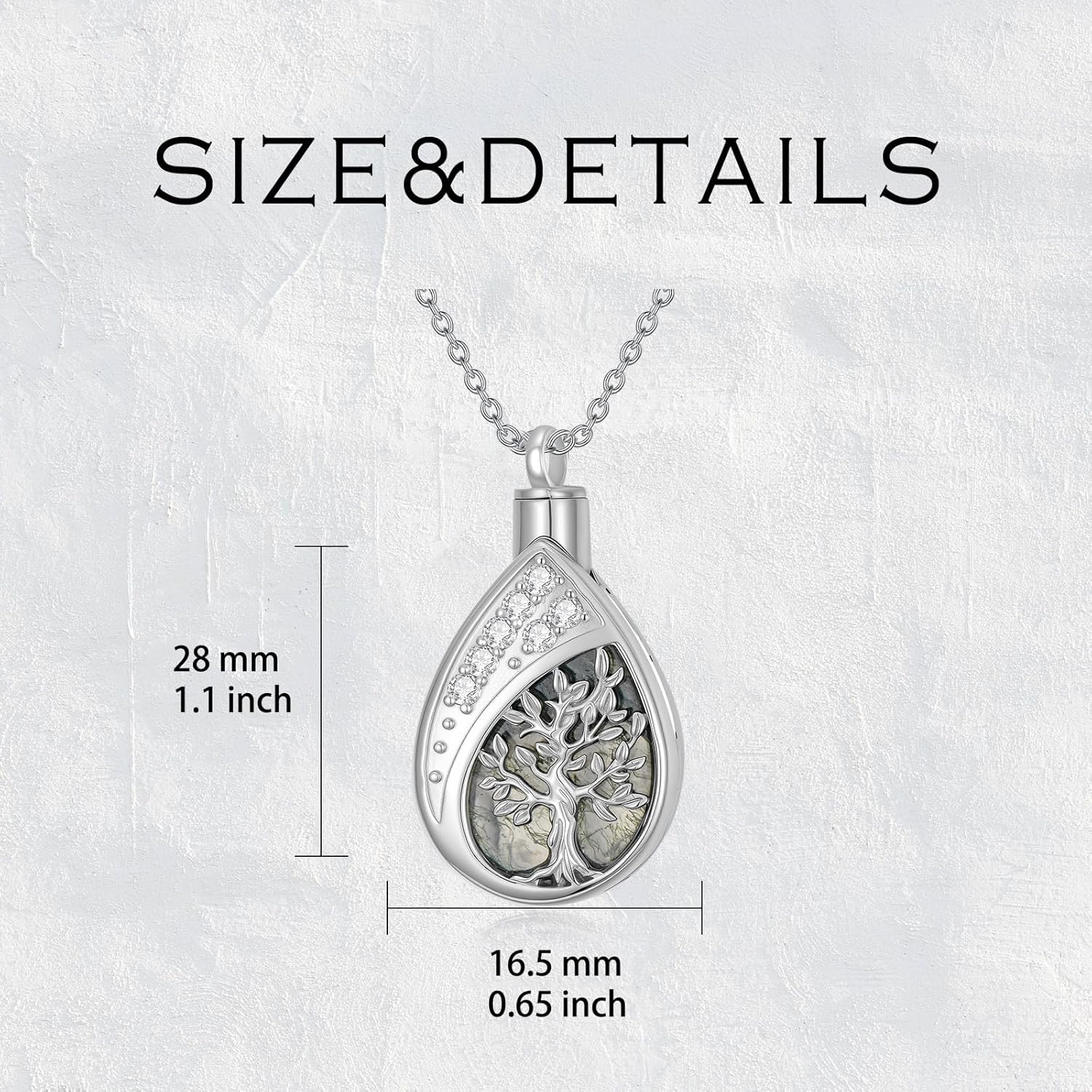 Diamond Tree of Life Urn Necklace for Ashes 925 Sterling Silver Family Tree of Life Keepsake Cremation with Funnel Filler Ash Holder Memorial Jewelry Gifts for Women,18+2 inch