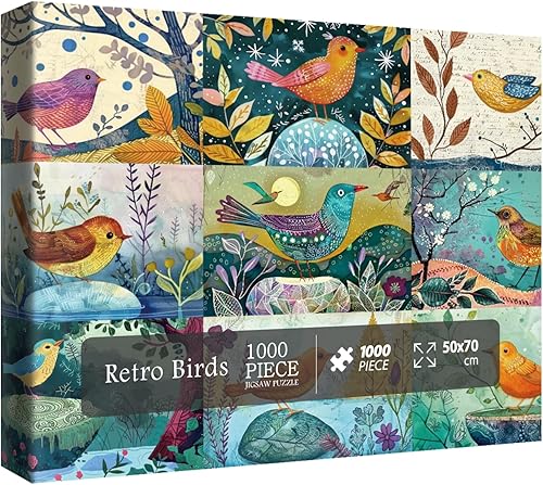 Rompecabezas de 1000 piezas para adultos, diseño de pájaros, plantas de animales, rompecabezas de árbol de plantas, collage colorido, hermoso