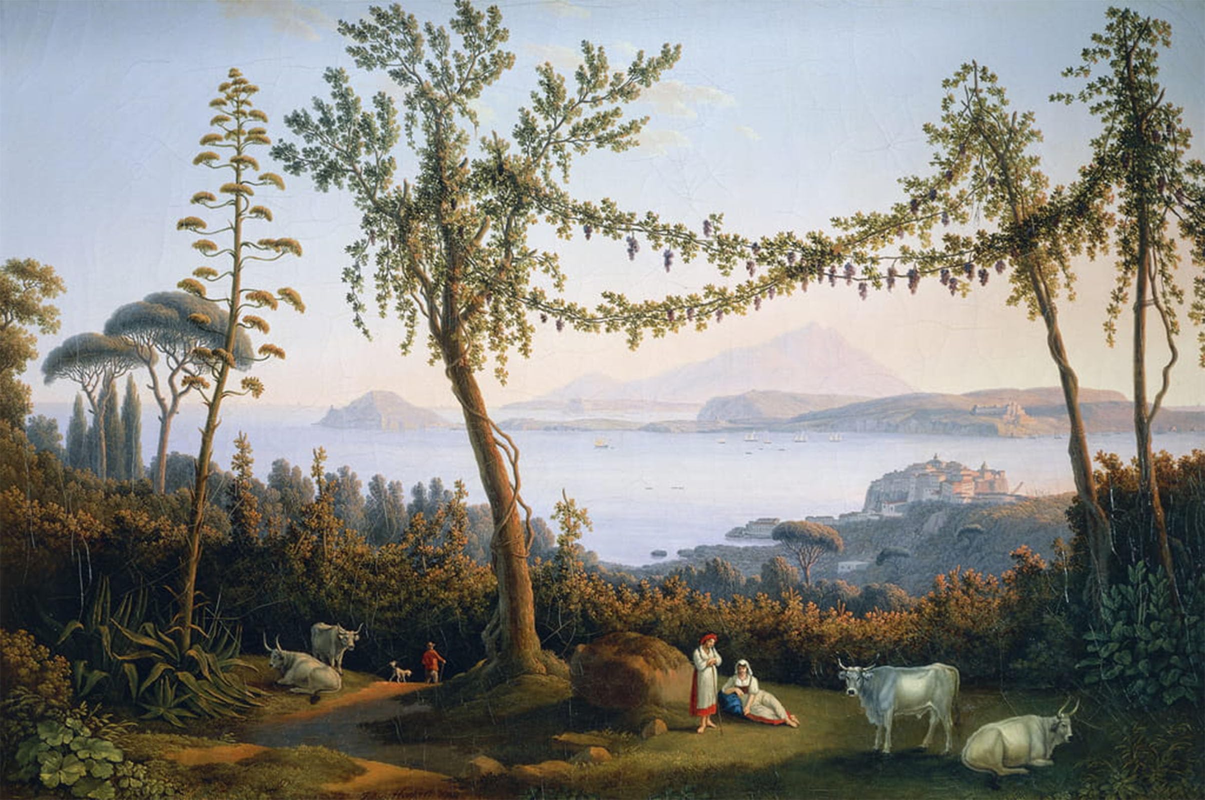 Artxlxxbn No Frame Famous Art Print Poster Vintage Wall Art The Gulf Of Pozzuoli By Jacob Hackert Canvas Art Poster For Home Decor 60X90cm