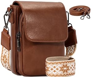 Genuine Leather Bags for Women Small Crossbody Handbag Phone Wallet with 2 Adjustable Straps
