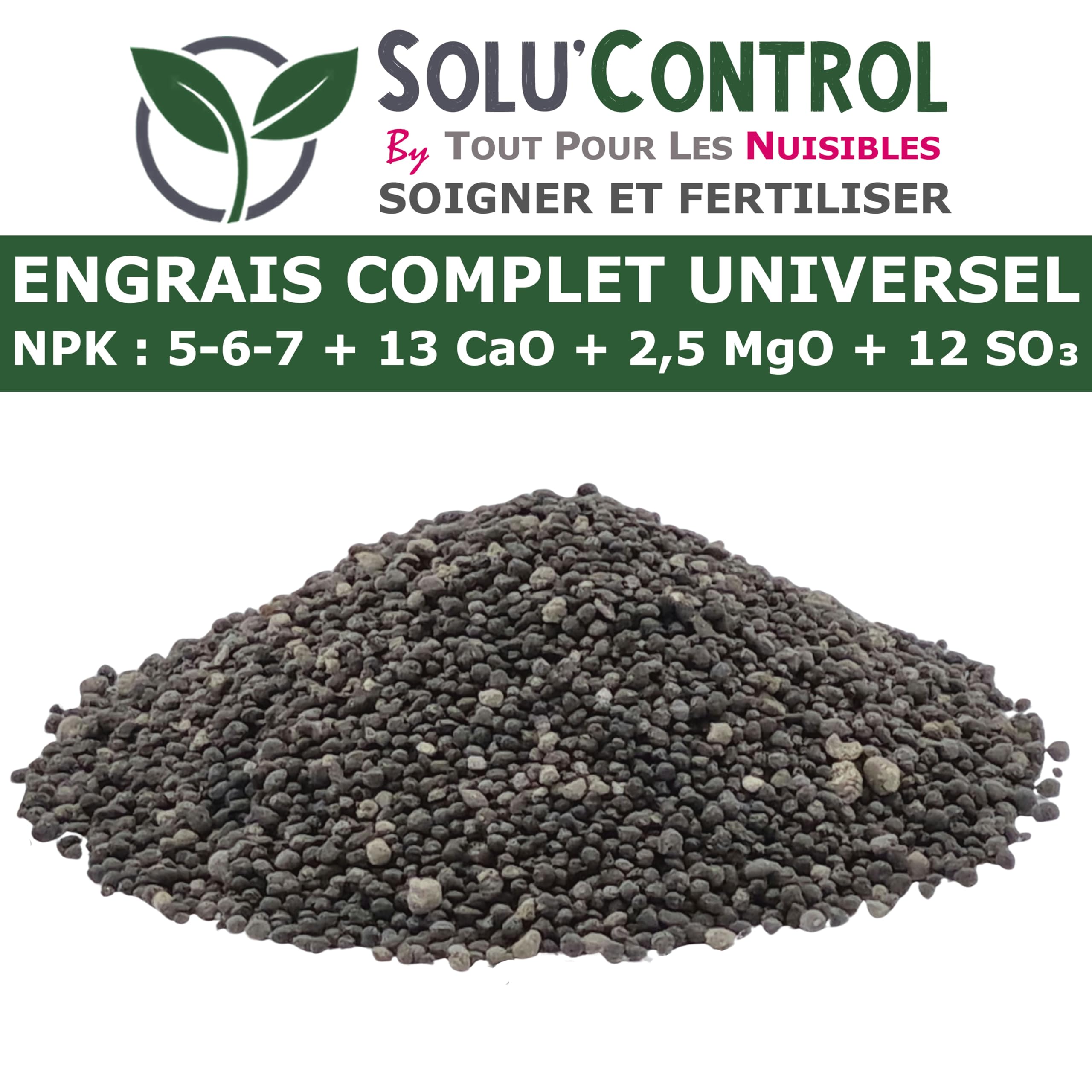 5 kg d'ENGRAIS COMPLET universel et équilibré - SoluControl - UAB - Utilisable en Agriculture BIOLOGIQUE