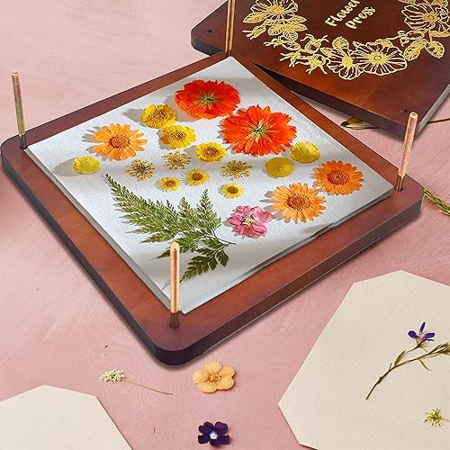 Miniatura 5 de PROLEE Kit de prensa de flores grandes de 12 pulgadas, kit de prensado de plantas de madera, regalo para los amantes de las manualidades, (10 x 10