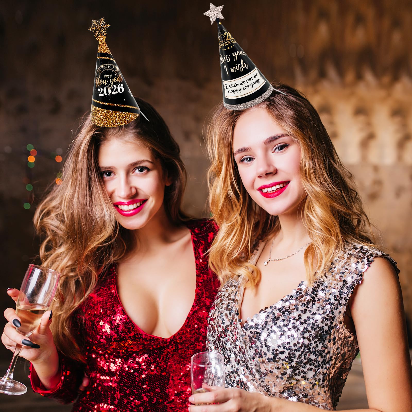 Partyhüte 2025 für Silvester, Papierkegel, Partyzubehör, Dekorationen, 24 Stück