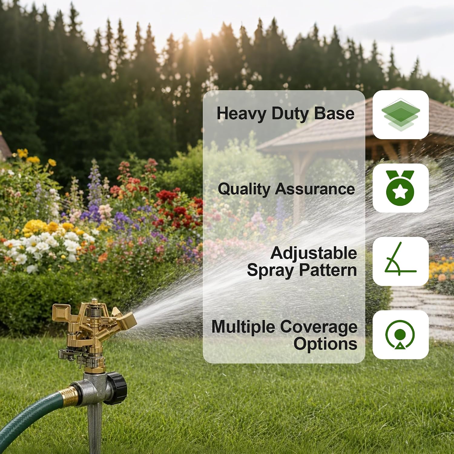 Hourleey 2 Pack Impact Lawn Sprinklers for Yard, Heavy Duty Water Sprinkler Head with Aluminum Alloy Spike Base, Adjustable Pulsating Sprinkler for Large Area Lawn Patio Garden