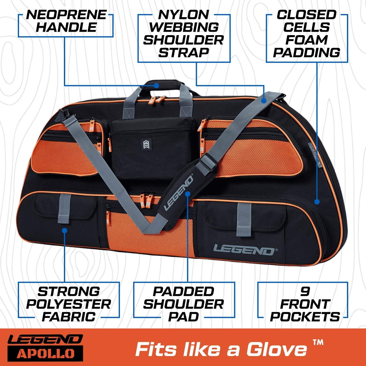 Legend Apollo Travel Compound Bow Case - Soft Carry Case for Archery Gear, Accessories & Equipment - Protective Padding & Tricot Lining, Spacious Storage Pockets, Arrow Tube Holder - 40-44" Interior : Sports & Outdoors