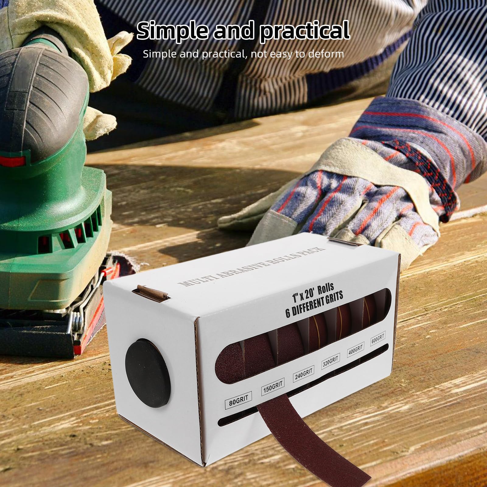 POPETPOP Abrasif pour Meubles Bois Surface Métallique et Verre Boîte Distributrice avec Bande Émeri Extractible Usage Polyvalent