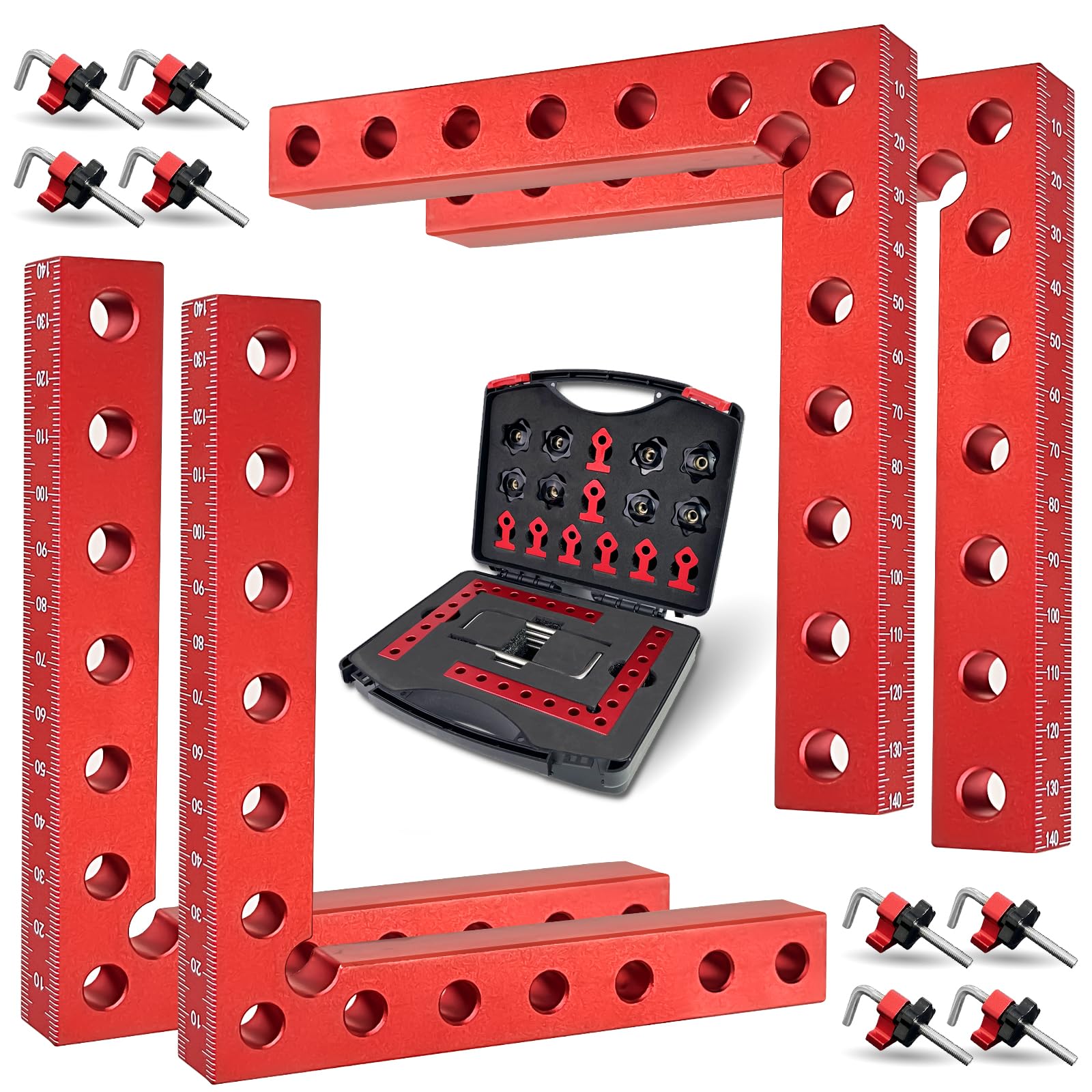 Corner Clamps for Woodworking - 90 Degree Clamp 4 Pack 5.5“x 5.5” Aluminum Alloy Right Angle for Woodworking Corner Clamp Toolsand Equipment L Square Aluminum Angle Clamp Tool