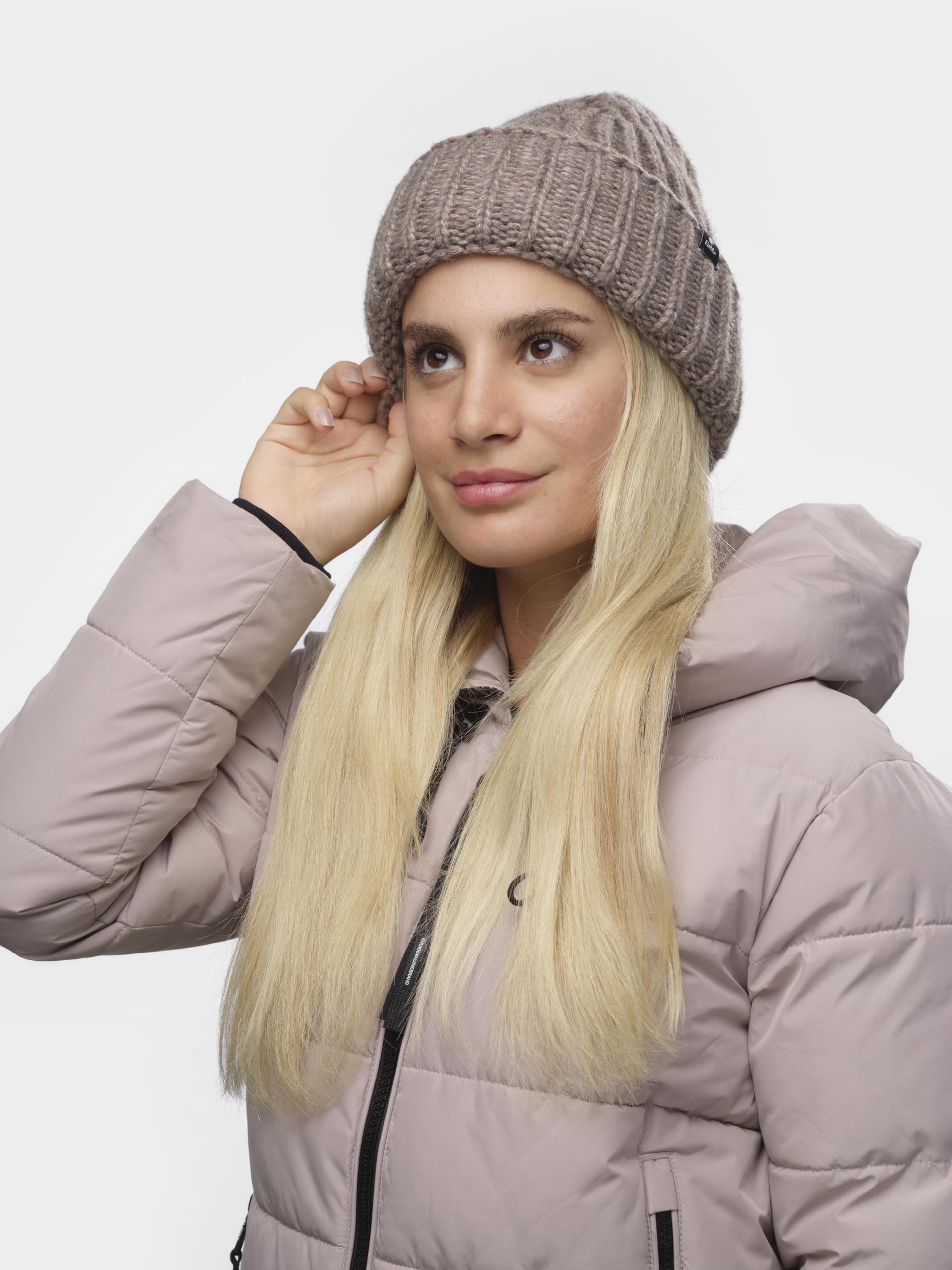 Eisbär Leia Oversized czapka damska z dzianiny z merynosów – ciepła wygodna czapka damska, przytulnie miękka czapka z kapturem z Austrii