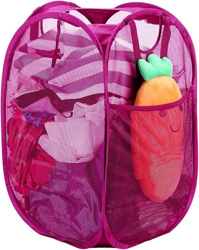 Miniatura 13 de HOUSE AGAIN Cesta de lavandería emergente de malla, [Reforzada] cesta de lavandería plegable, cesta emergente plegable con asas duraderas, fácil