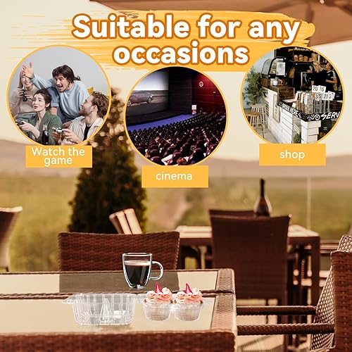 Miniatura 5 de Paquete de 20 cajas de plástico transparente para cupcakes de 4 compartimentos, soportes para cupcakes de 4 cavidades, recipientes transparentes