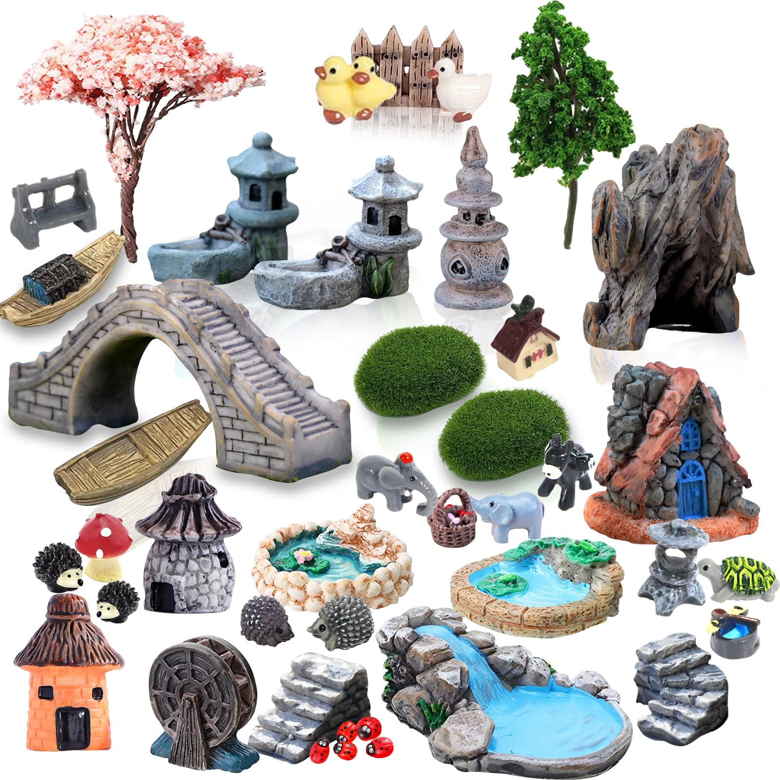 Fairy Garden Accessories Outdoor, 42 Zen Accessories, Miniature Decorations Supplies for Micro Landscape Plant Pots Bonsai Craft Decor - Fairy Kit