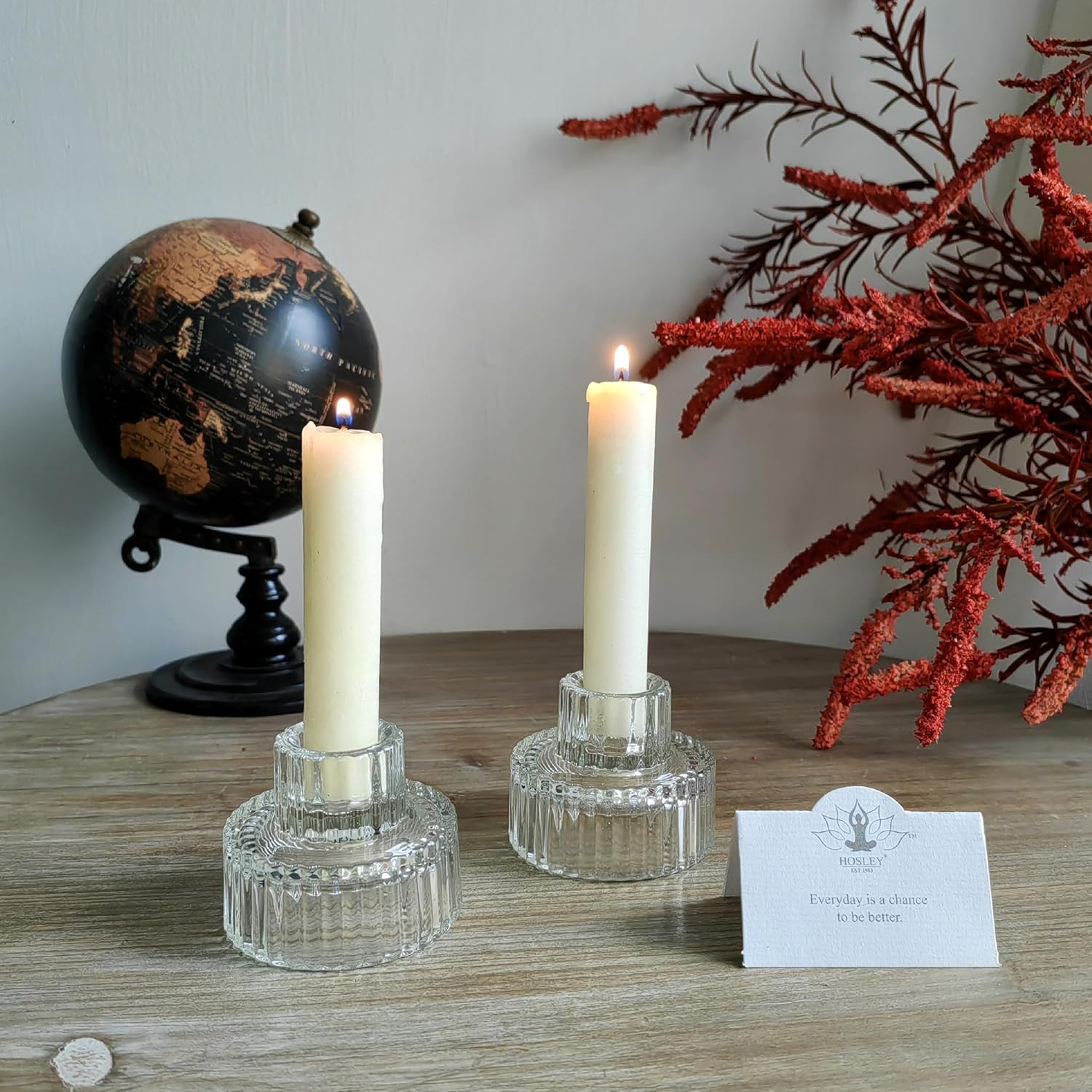 Hosley Set of 12 Glass Taper Candle Holders/Tea Light Candle Holders 2 Inches High Ideal Gift for Weddings Party Favor Reiki Meditation - Image 3