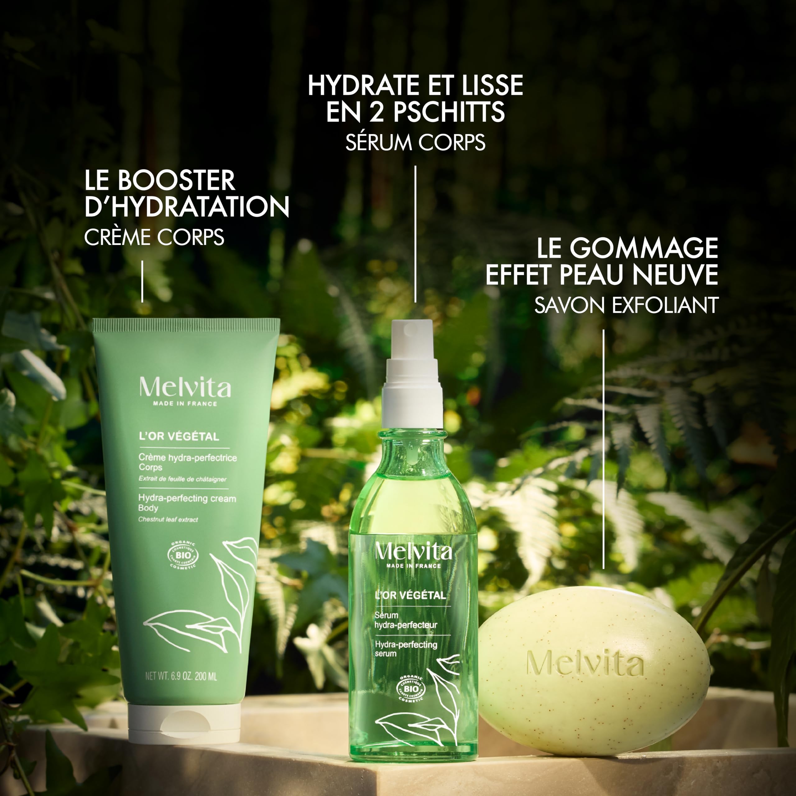 Melvita - Savon Exfoliant Lissant - Or Végétal - Exfolie et affine le grain de peau - Peaux sèches - Extrait de Feuille de Châtaignier, Coques d'Amande - 125 g