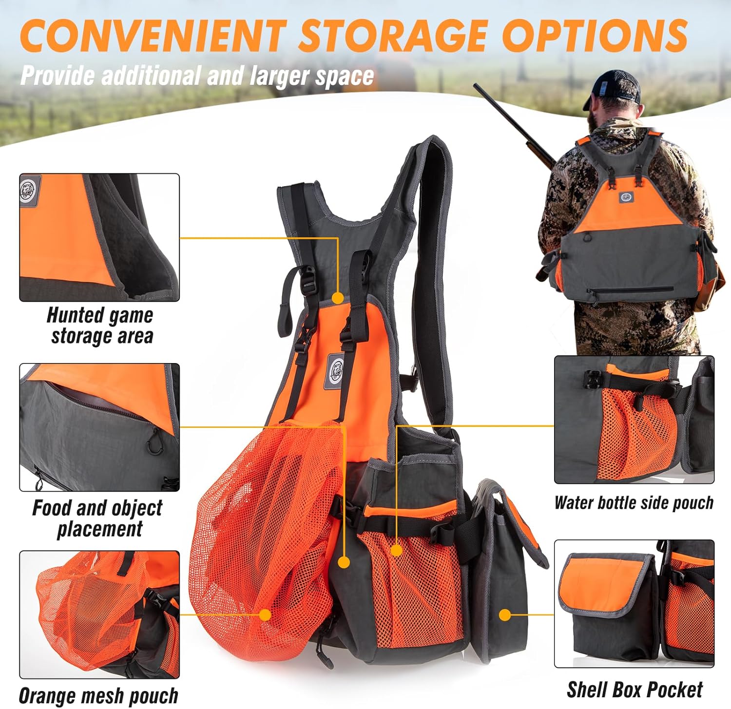 Upland Hunting Vest Adjustable Upland Bird Hunting Vest Pheasant Hunting Strap Vest - Image 4