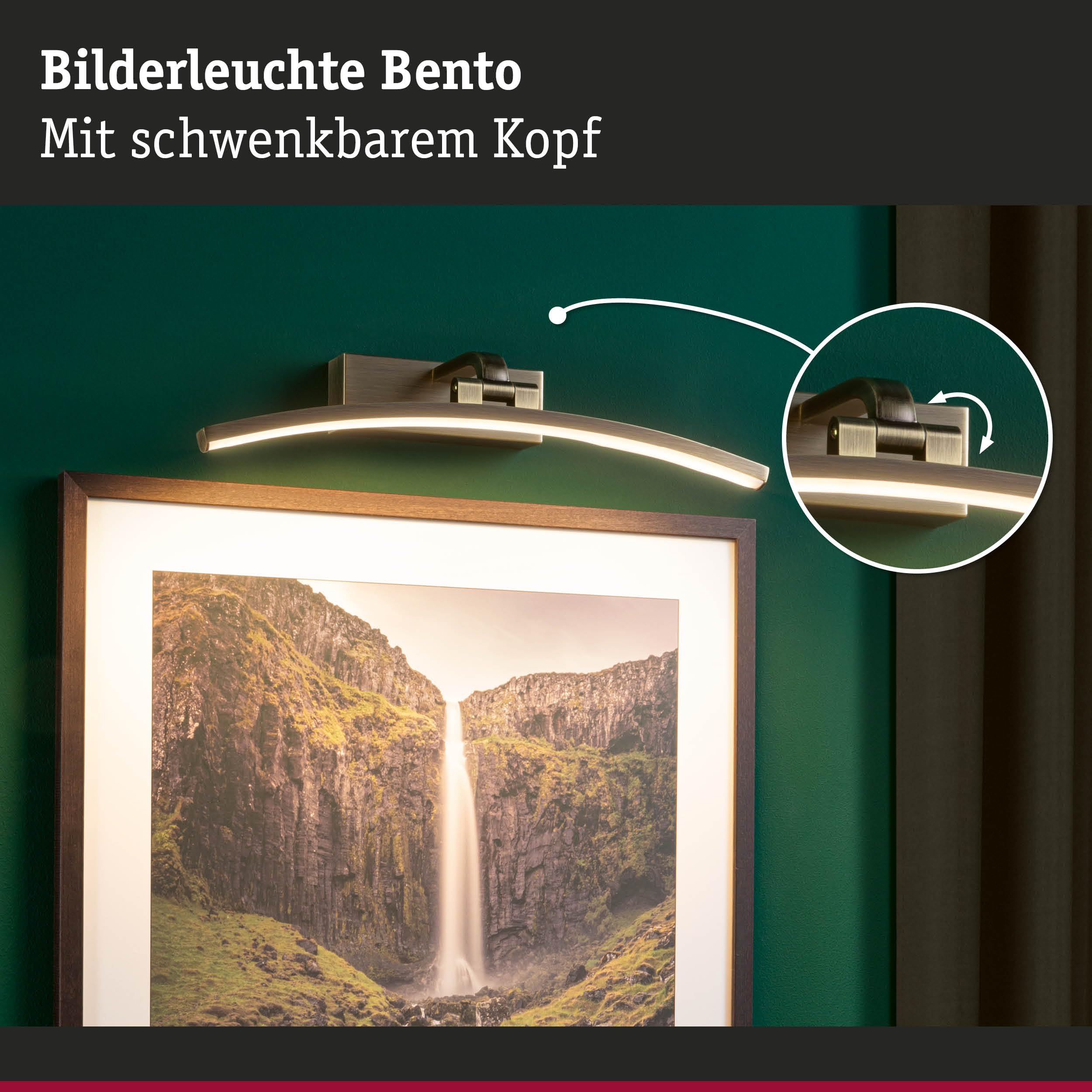 Paulmann 95560 LED éclairage de tableau Bento 400 mm incl. 1x8,5 W Blanc chaud Laiton patiné éclairage de tableau Métal synthétique lampe murale 3000K