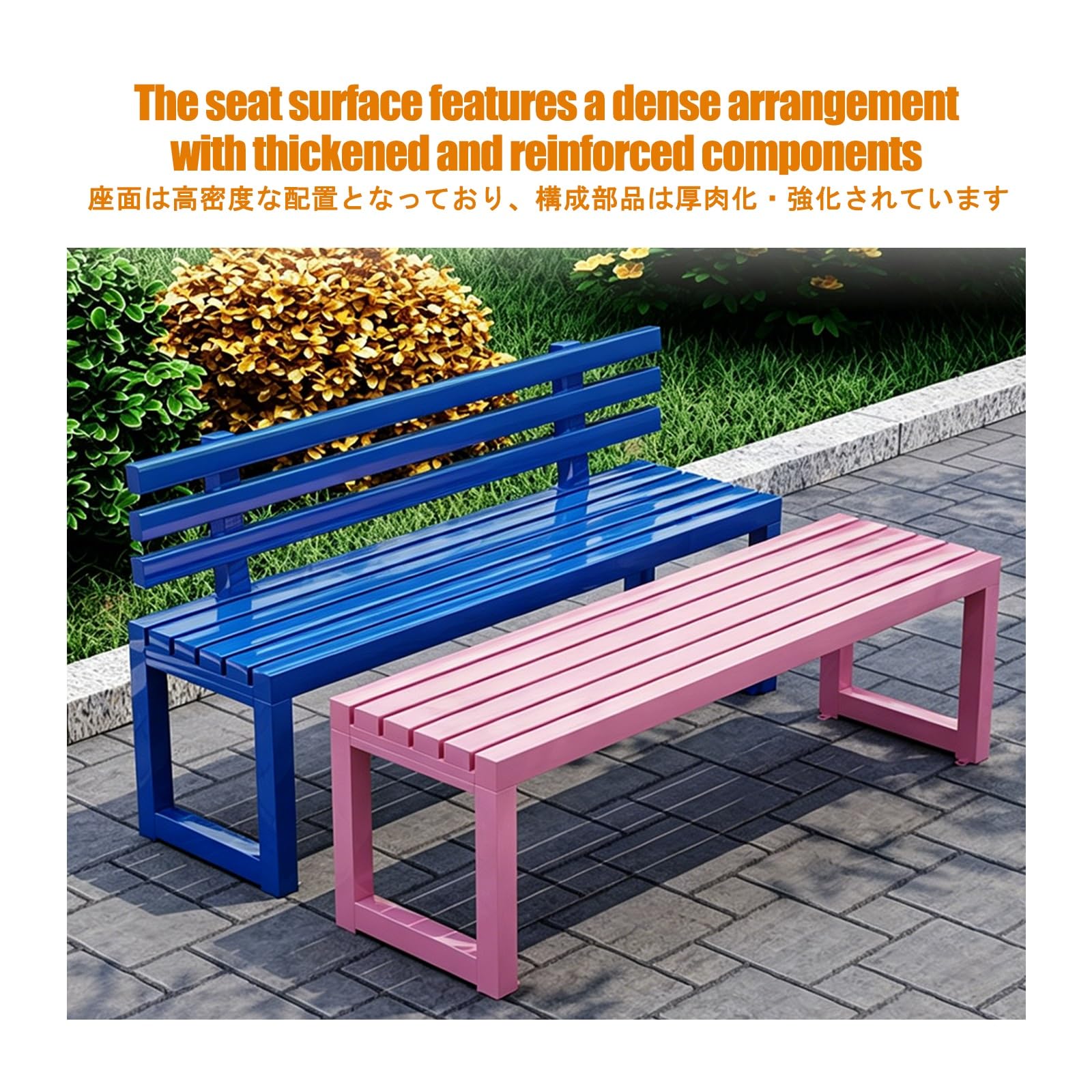 Banco de Jardin, Bancos para Exterior, Gracias a Su Gran Capacidad de Carga y a Su Facilidad de Montaje, Es Adecuado para Parques, Jardines y Zonas de Ocio.(Pink,120 * 40 * 80CM)