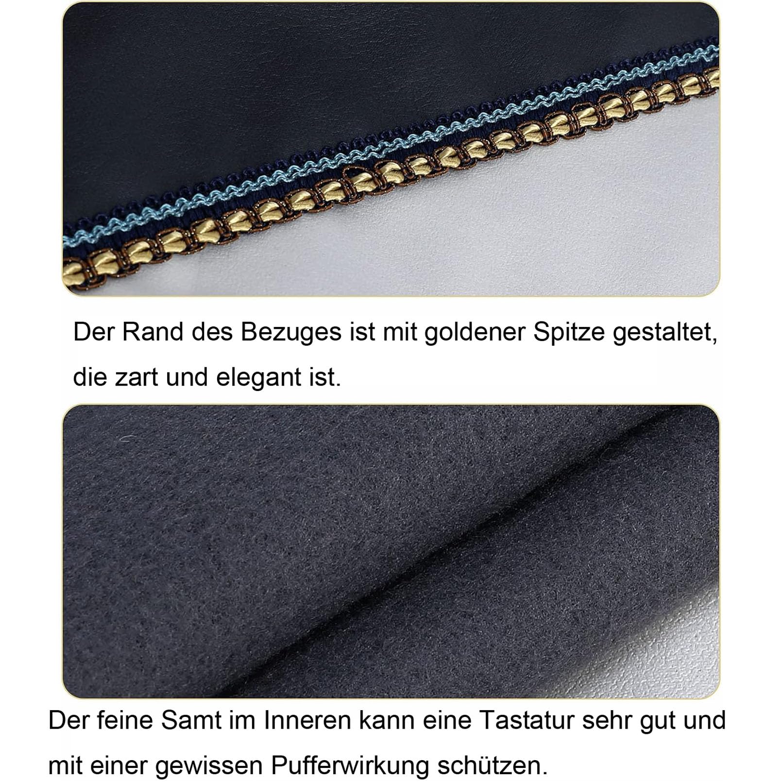 Cutfouwe Staubschutz für Klaviertastatur 88-Tasten Klavier Abdeckung E-Piano Tastaturabdeckung Tuch mit Notenständerabdeckung,133 x 30x 17 cm,Schwarz