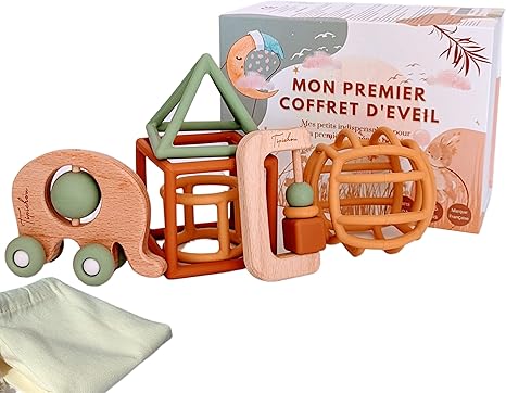 Jouets d'?�veil b?�b?� 1er ?�ge - Coffret naissance mixte montessori gar?�on et fille - 5 Jeux d 