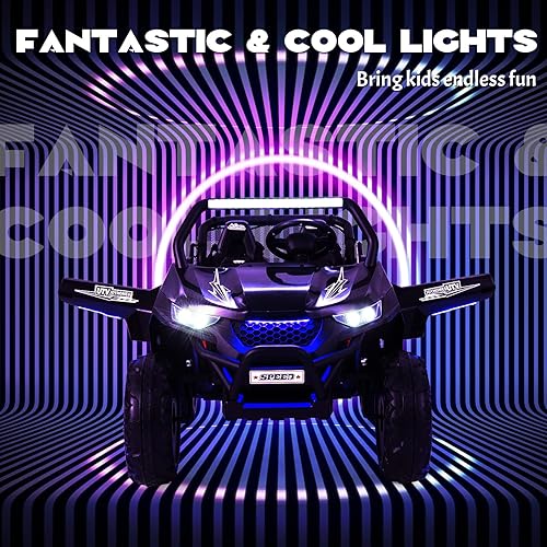 Miniatura 8 de HONEY JOY Auto de 2 plazas, 12 V, batería de 12 V, con control remoto, suspensión de resorte, velocidad altabaja, almacenamiento, música, USB, luces