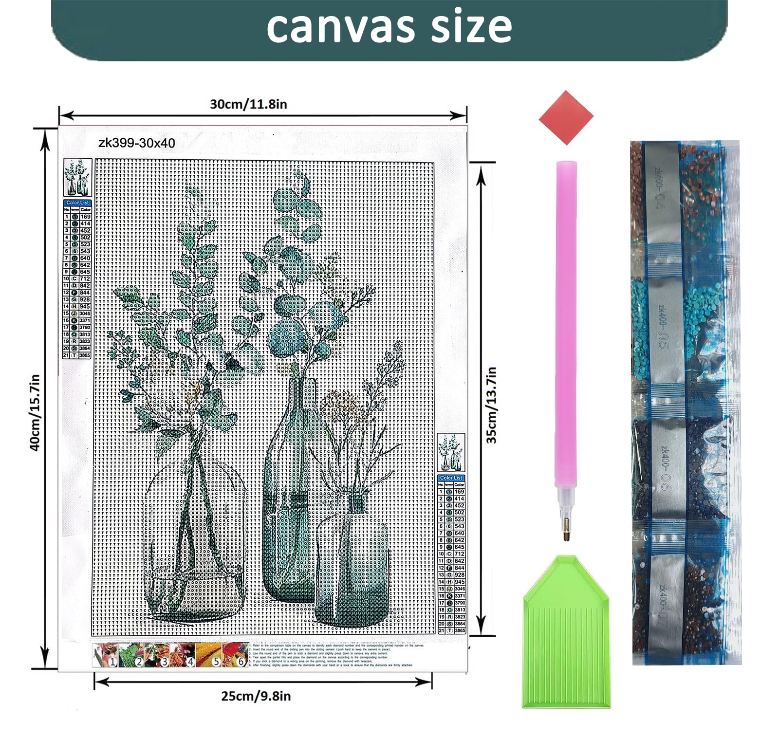 Chilliyin 5D Diamond Painting Kits for Adults Beginners,Modern Bottle Flowers Diamond Art Kits DIY Full Round Drill Diamond Dot Gem Art Kits for Adults,Crafts for Decor 12x16 Inch - Image 3