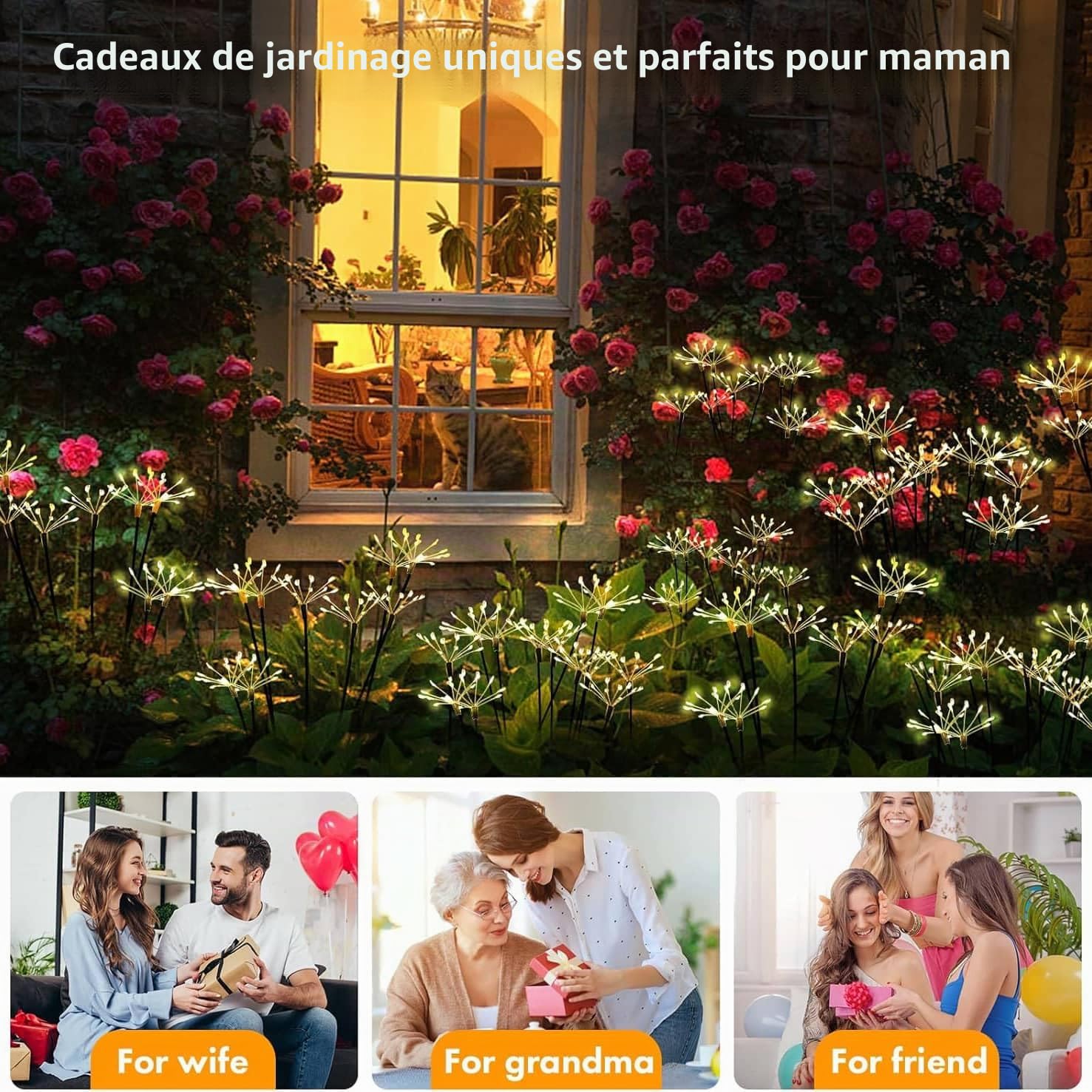 Redefun Lampe Solaire Exterieur Jardin 2 Pièces 160 LED Feu d'artifice Solaire, 8 Modes Éclairage Extérieur Luciole Solaire, Étanche Lumière Solaires pour Jardin Pelouse Terrasse Noël Décoration