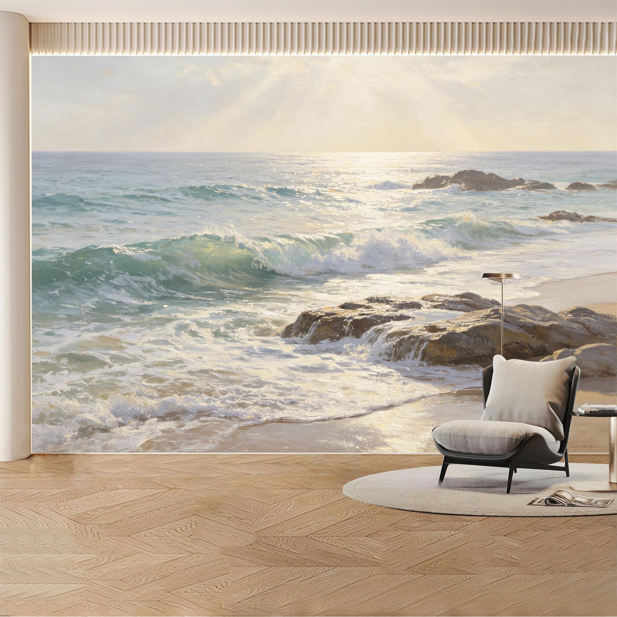 Custom Wall Mural Wallpaper Ocean Waves， Landscape， Nature， Wall Decor， Large Wall Art， Tropical， Sunset， Misty Removable SelfAdhesive Large Photo for Living Room， Bedroom， Office