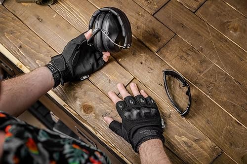 Miniatura 7 de Glove Station The Combat - Guantes tácticos de nudillos sin dedos para hombre, guantes de motocicleta para disparos tácticos, airsoft, caza, trabajo