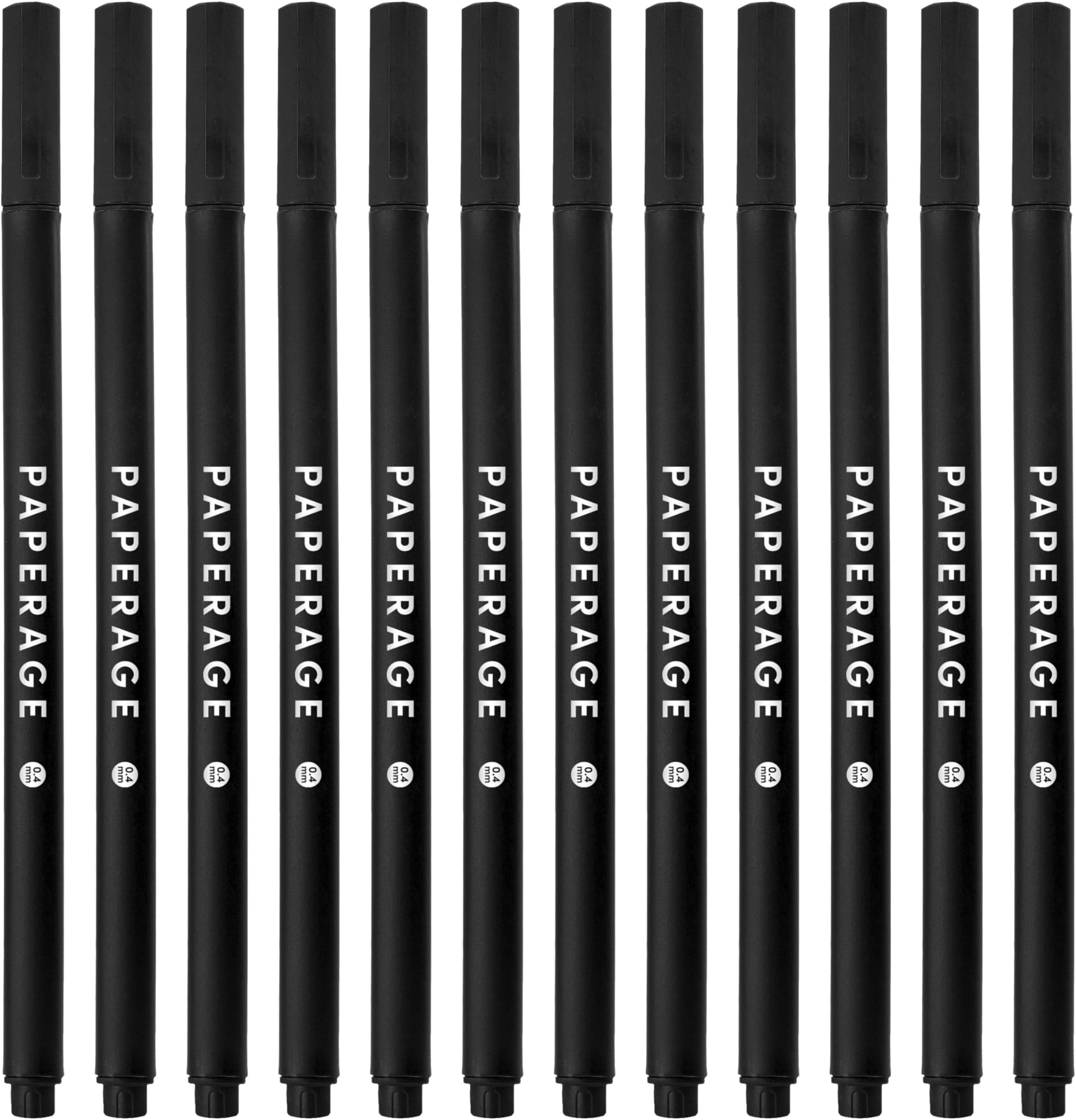 Felt Tip Fine Point Pens (0.4mm), 12 Pack, Pens For Journaling, Notebooks, Planners, Calendars & Drawing, Great for School, Office, & Home (Black Ink)